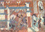 Wallpainting with house  a Jataka tale, Northern Dynasties, Dunhuang